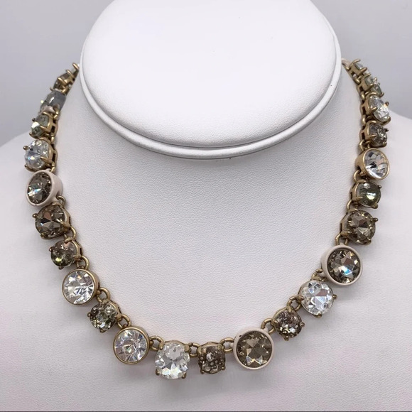 J. Crew Taupe Brulee Crystal Necklace - Picture 1 of 9